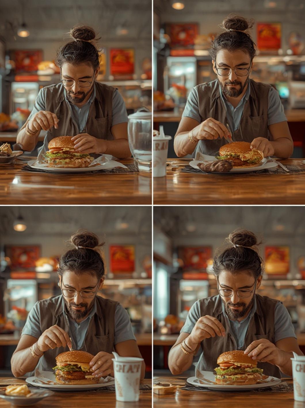 Person ordering at a quick-service counter