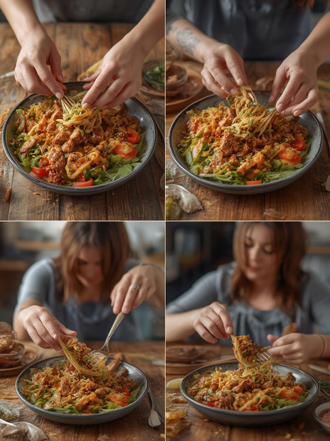 Person enjoying a vegan bowl