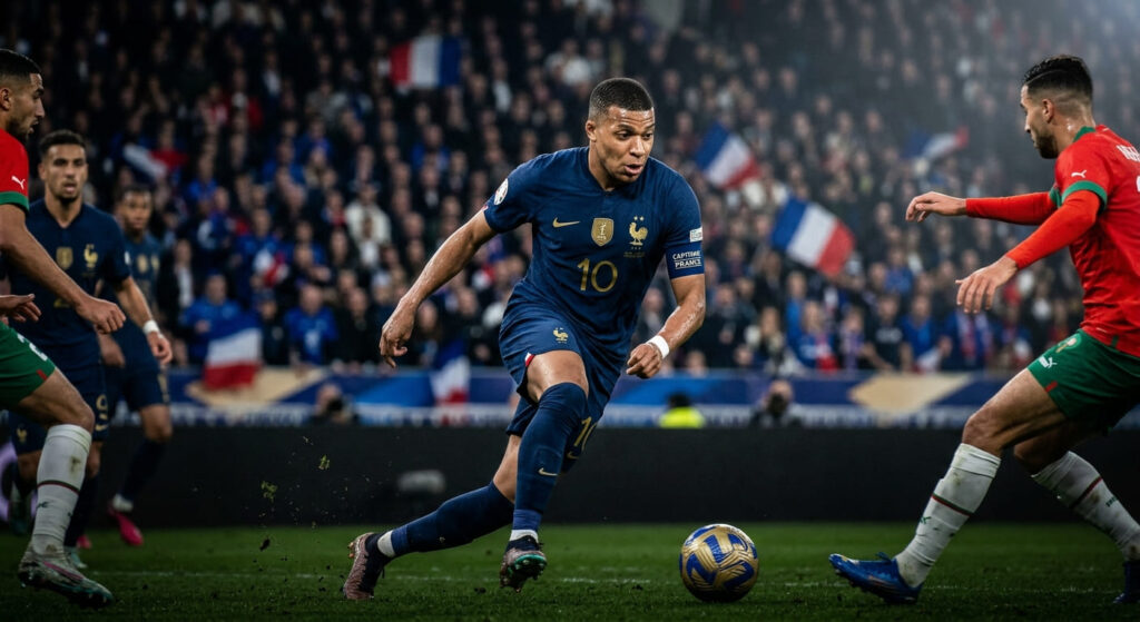 Kylian Mbappé action shot France - Morocco LIVE 09/07/2026
